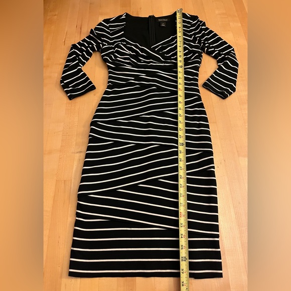 White House Black Market Slimming Striped Bandage Dress Black & White Size 2 - Picture 12 of 13